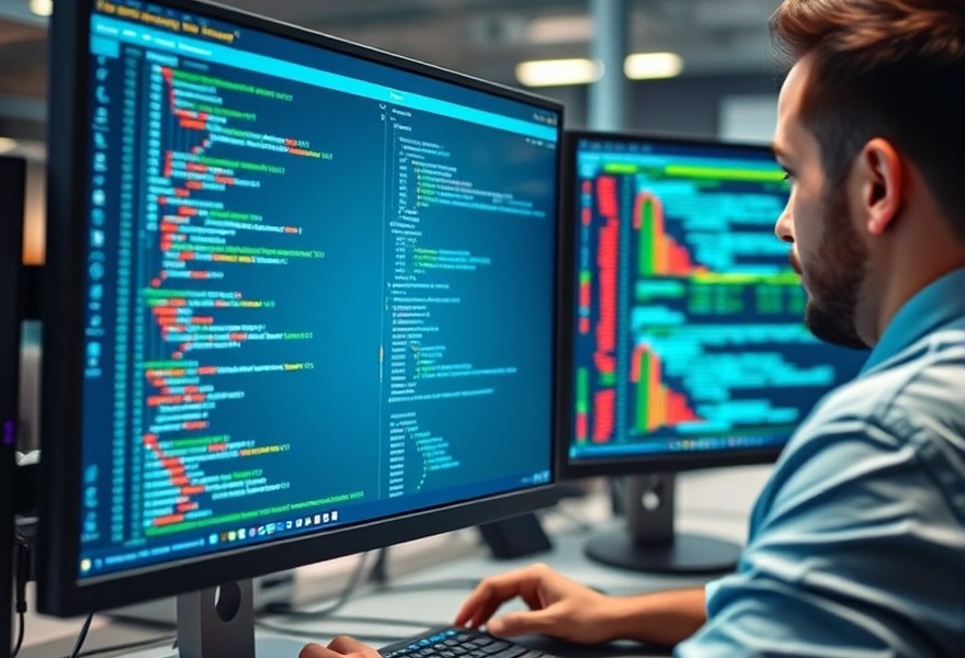 Development team working on terminal software